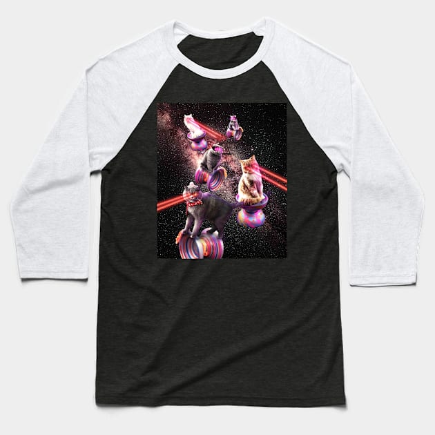 Galaxy Laser Yo-Yo Cat - Space Yo-Yo Cats with Lazer Eyes Baseball T-Shirt by Random Galaxy